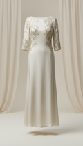 Ivory silk evening dress