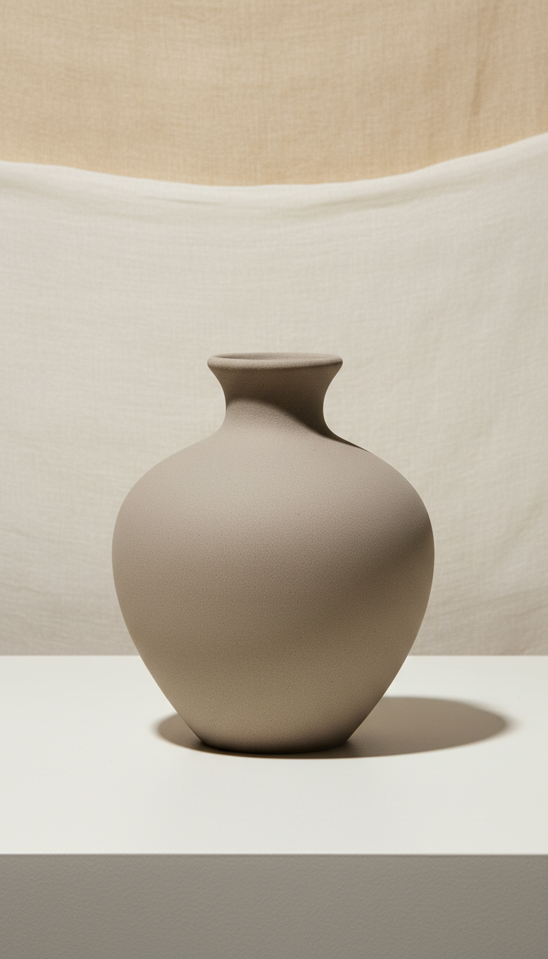 Stone taupe ceramic vase